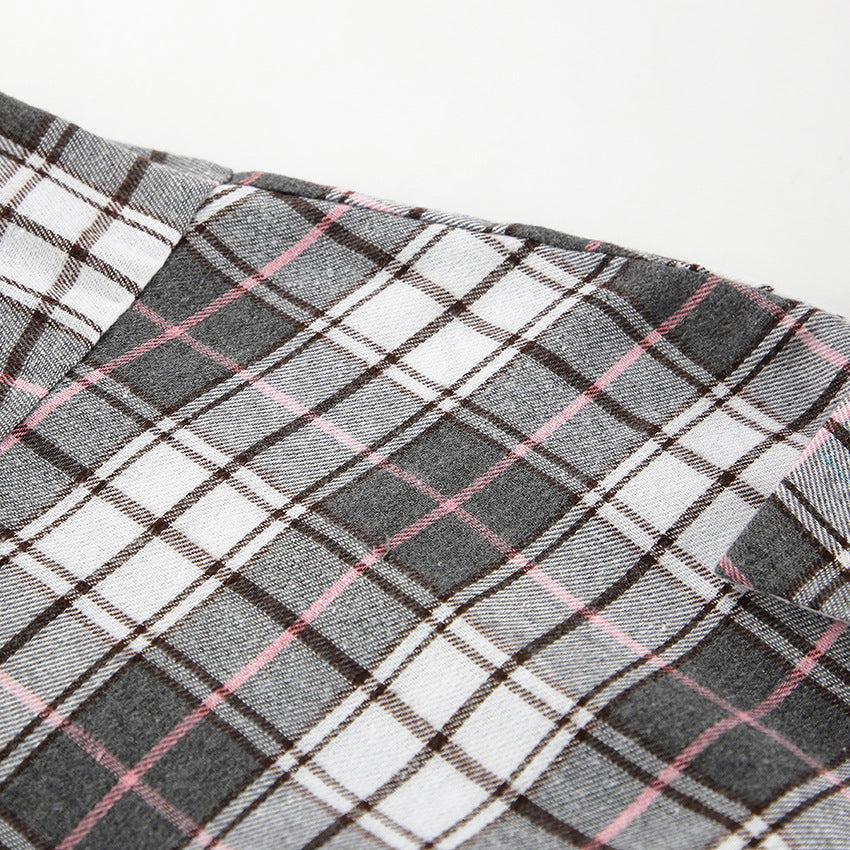 Women’s Retro Plaid Long-Sleeved Shirt – Loose Fit Casual Polyester Cotton Shirt for Autumn & Winter