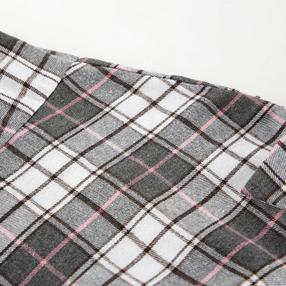 Women’s Retro Plaid Long-Sleeved Shirt – Loose Fit Casual Polyester Cotton Shirt for Autumn & Winter