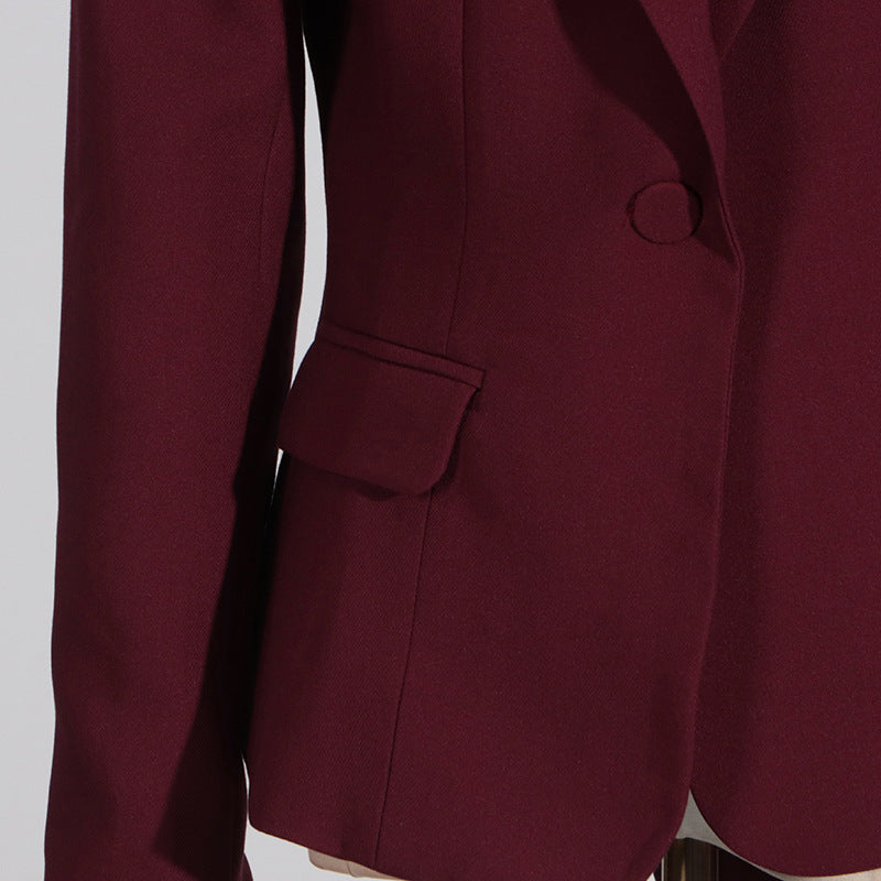 Women’s Personalized Autumn Blazer – Trendy Patchwork Design with Red Shawl
