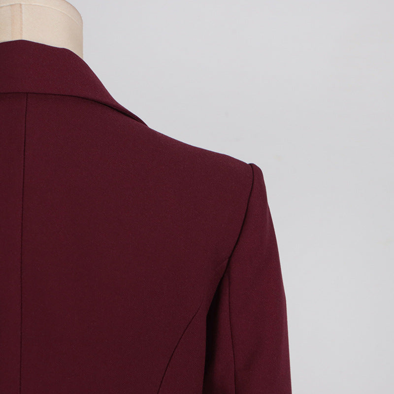 Women’s Personalized Autumn Blazer – Trendy Patchwork Design with Red Shawl