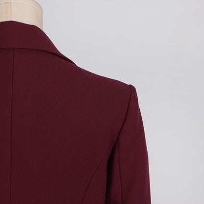 Women’s Personalized Autumn Blazer – Trendy Patchwork Design with Red Shawl