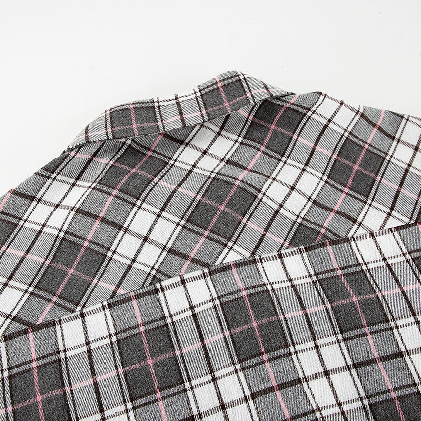 Women’s Retro Plaid Long-Sleeved Shirt – Loose Fit Casual Polyester Cotton Shirt for Autumn & Winter