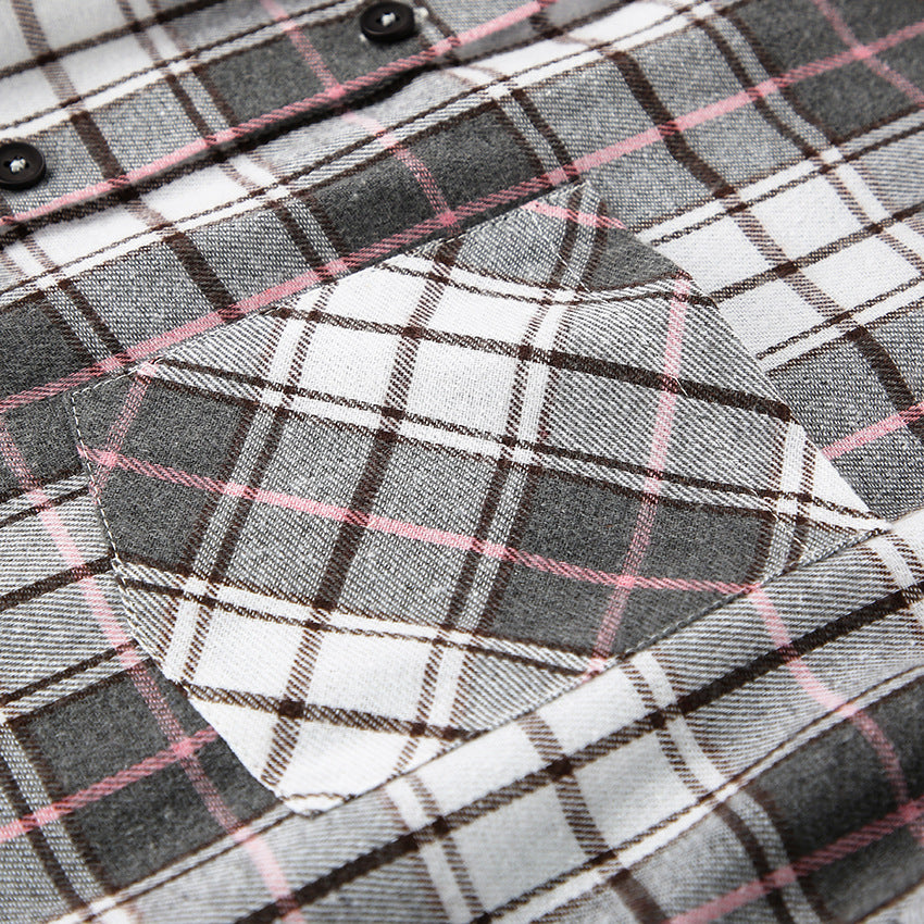 Women’s Retro Plaid Long-Sleeved Shirt – Loose Fit Casual Polyester Cotton Shirt for Autumn & Winter